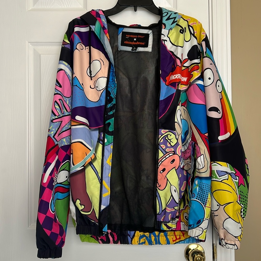 Members Only x Nickelodeon Character Windbreaker Hoodie Jacket Med Excellent